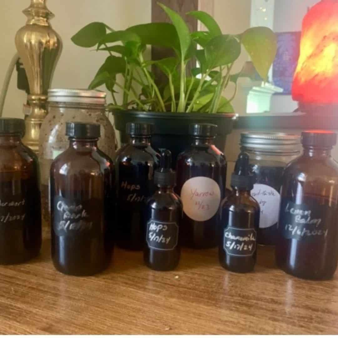 herbs in pregnancy herbs for pregnancy in tincture bottles on wooden table